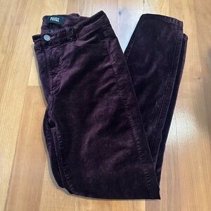 PAIGE Hoxton Ankle Burgundy Velvet Jeans